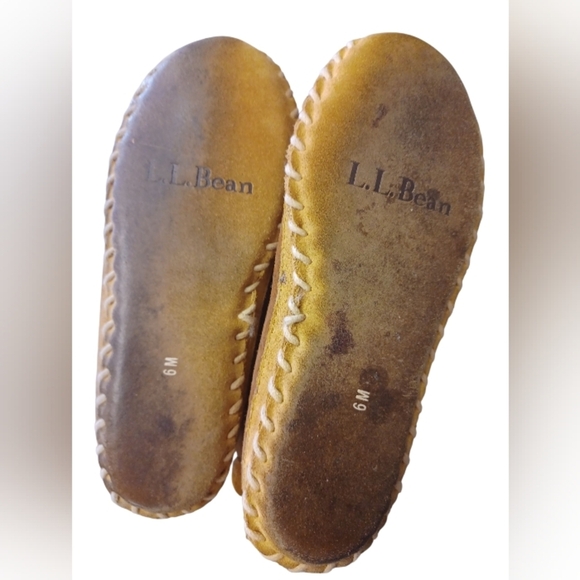 L.L. Bean "Wicked Good Slipper" EUC Leather Shearling, Dark Tan Size 6M - Picture 7 of 7